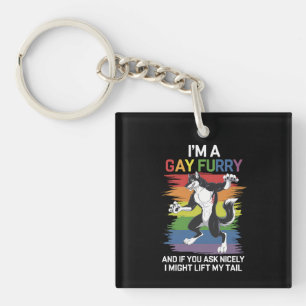 Ich bin ein schwuler Fellfuchs Regenbogen-LGBTQ-St Schlüsselanhänger