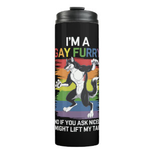 Ich bin ein schwuler Fellfuchs Regenbogen-LGBTQ-St Thermosbecher