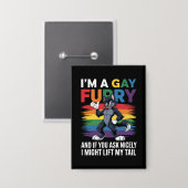 Ich bin ein schwuler Furry-Regenbogen-Fuchs-Wolf-P Button (Vorderseite/Rückseite)