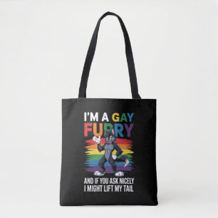 Ich bin ein schwuler Furry-Regenbogen-Fuchs-Wolf-P Tasche