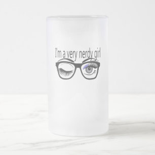 Ich bin ein sehr Nerdy Girl mit Periwinkle Eye Sha Mattglas Bierglas