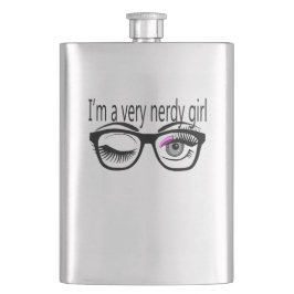 Ich bin ein sehr Nerdy Girl mit rosa Augwitschern Flachmann