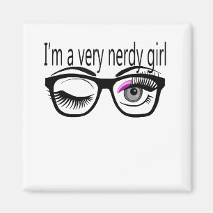 Ich bin ein sehr Nerdy Girl mit rosa Augwitschern Magnet