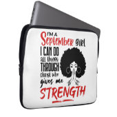 Ich bin ein September Mädchen beten schwarze König Laptopschutzhülle (Vorne Rechts)