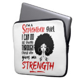 Ich bin ein September Mädchen beten schwarze König Laptopschutzhülle (Vorderseite Links)