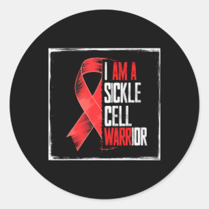 Ich bin ein Sichelzellenkrieger, der das Burgund-R Runder Aufkleber