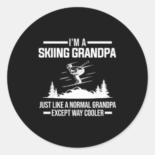 Ich bin ein Skifahrender Opa normaler Opa Skiausrü Runder Aufkleber