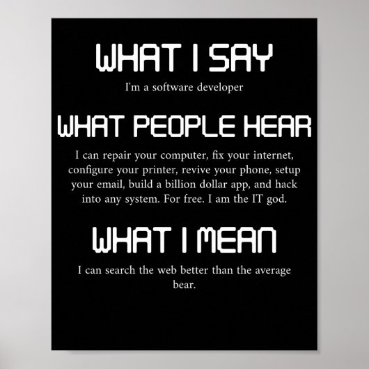 Ich bin ein Software-Entwickler-Funny Programmiere Poster (Vorne)