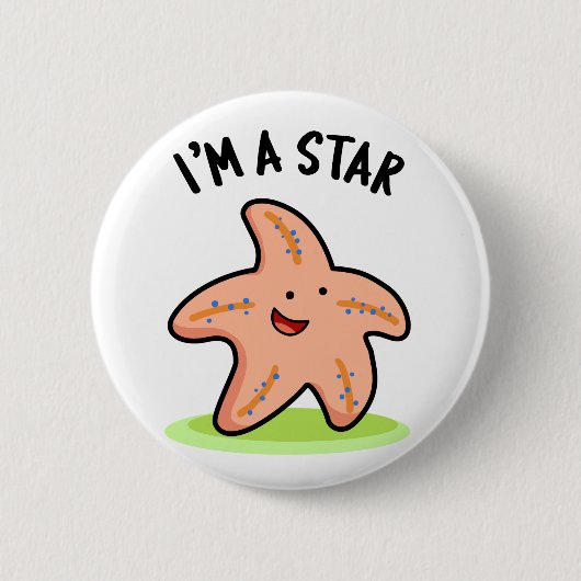 Ich bin ein Star Funny Starfish Pun Button (Vorderseite)
