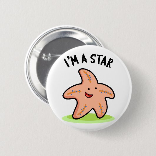 Ich bin ein Star Funny Starfish Pun Button (Vorne & Hinten)