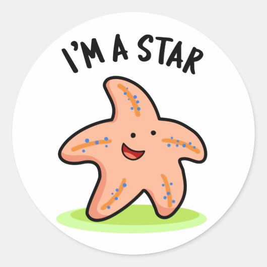 Ich bin ein Star Funny Starfish Pun Runder Aufkleber (Vorderseite)