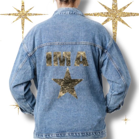 Ich bin ein Star Gold Buchstaben Blue Jeansjacke
