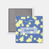 Ich bin ein Star! Name Blau/Gelb Magnet (Vorderseite/Rückseite)