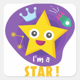 Ich bin ein Stern Quadratischer Aufkleber
