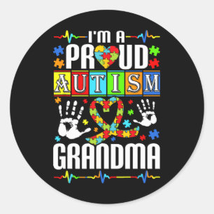 Ich bin ein stolzer Autismus Oma Support Autists A Runder Aufkleber