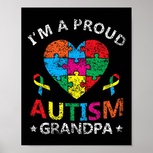 Ich bin ein stolzer Autismus Opa Support Autists A Poster (Vorne)