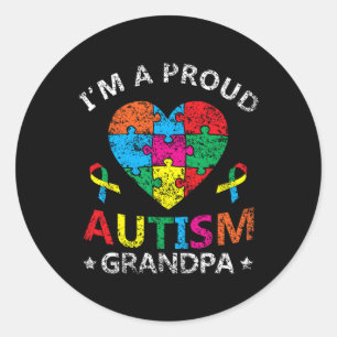 Ich bin ein stolzer Autismus Opa Support Autists A Runder Aufkleber