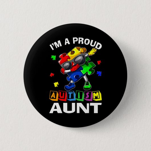 Ich bin ein stolzer Autismus Tante Autismus Bewuss Button (Vorderseite)