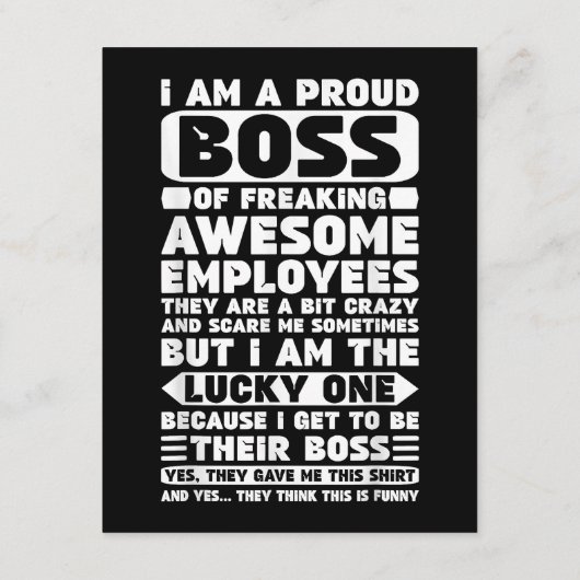 Ich bin ein stolzer Boss des Freakens Phantastisch Begleitkarte (Rückseite)