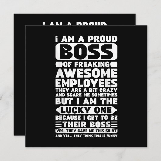 Ich bin ein stolzer Boss des Freakens Phantastisch Einladung (Vorne/Hinten)