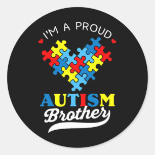 Ich bin ein stolzer Bruder Autism Awareness Herz A Runder Aufkleber