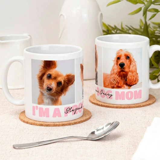 Ich bin ein stolzer Hund Mama Custom 3 Foto Collag Kaffeetasse
