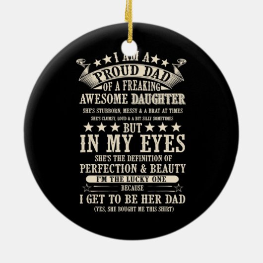 Ich bin ein stolzer Vater, Phantastische Tochter z Keramik Ornament (Hinten)