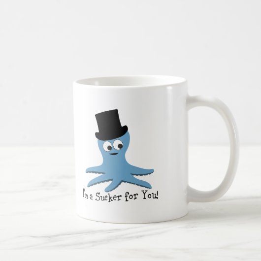 Ich bin ein Sucker für dich! Blauer Kraken Kaffeetasse (Rechts)