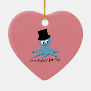 Ich bin ein Sucker für dich! Blauer Kraken Keramikornament