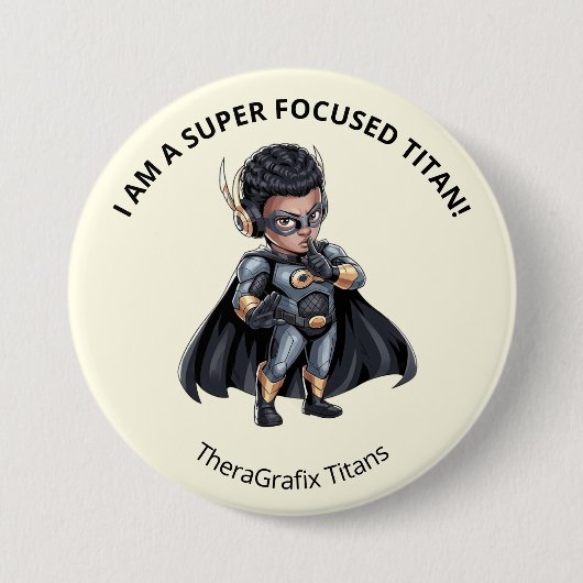 Ich bin ein super fokussierter Titan Pin Button (Vorderseite)