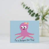 Ich bin ein Trottel für dich! PinkCartoon Octopus Postkarte (Stehend Vorderseite)