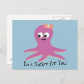 Ich bin ein Trottel für dich! PinkCartoon Octopus Postkarte (Vorne/Hinten)