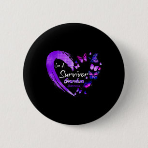 Ich bin ein Überdosis-Bewusstsein Lila Schmetterli Button