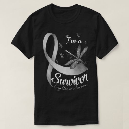 Ich bin ein Überlebende-Dragonfly-Lungenkrebs-Bewu T-Shirt (Design vorne)
