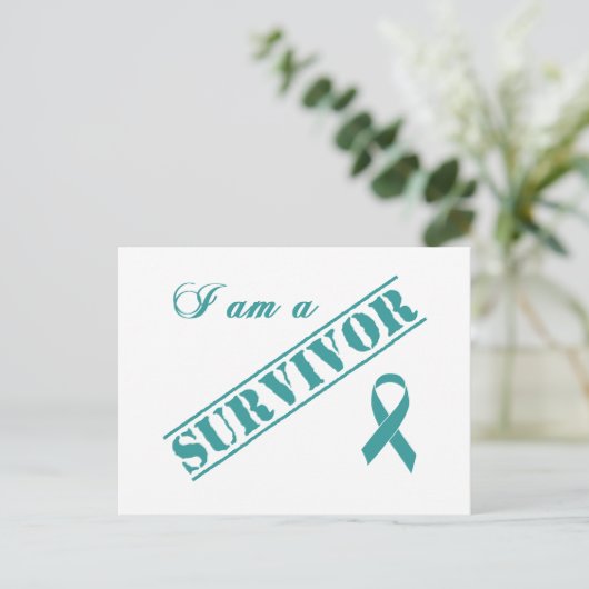 Ich bin ein Überlebender - Aquamarines Band Postkarte (Stehend Vorderseite)