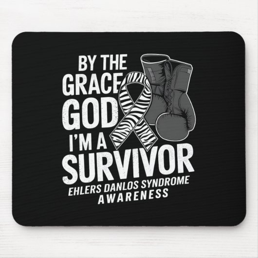 Ich bin ein Überlebender Boxhandschuh Zebra Ribbon Mousepad (Vorne)
