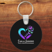 Ich bin ein Überlebender des Bewusstseins für Suiz Schlüsselanhänger (Vorderseite)