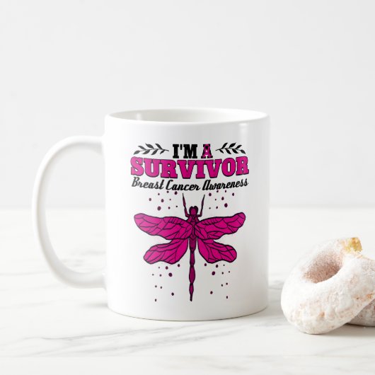 Ich bin ein Überlebender des Brustkrebses der Libe Kaffeetasse (Mit Donut)