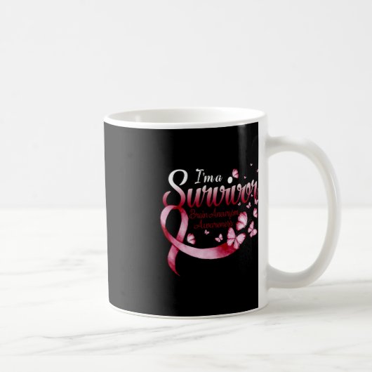 Ich bin ein Überlebender des Gehirns Aneurysma Awa Kaffeetasse (Rechts)