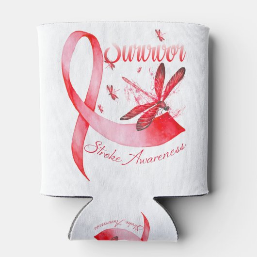 Ich bin ein Überlebender Dragonfly Red Ribbon Stro Dosenkühler (Rückseite)