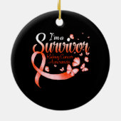 Ich bin ein Überlebender eines Nierenkrebs-Butterf Keramik Ornament (Hinten)