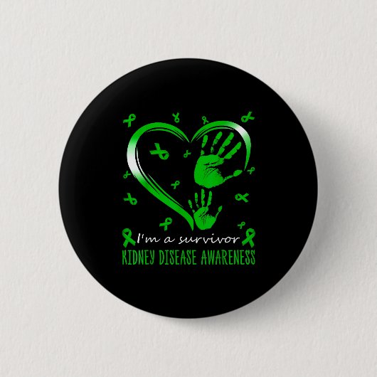 Ich bin ein Überlebender Herz grüne Schleife mit H Button (Vorderseite)