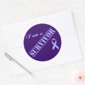 Ich bin ein Überlebender - Lavendel Ribbon Allgeme Runder Aufkleber (Umschlag)