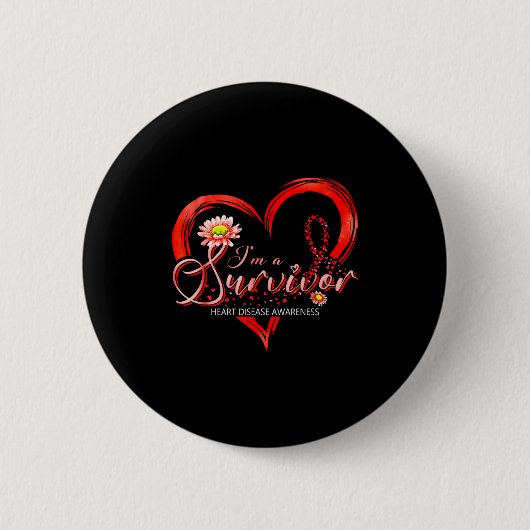 Ich bin ein Überlebender Monat der Herzkrankheiten Button (Vorderseite)