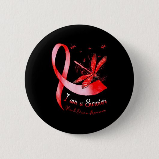 Ich bin ein Überlebender Monat der Herzkrankheiten Button (Vorderseite)
