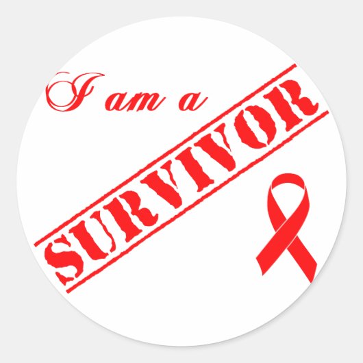 Ich bin ein Überlebender - Red Ribbon Runder Aufkleber (Vorderseite)