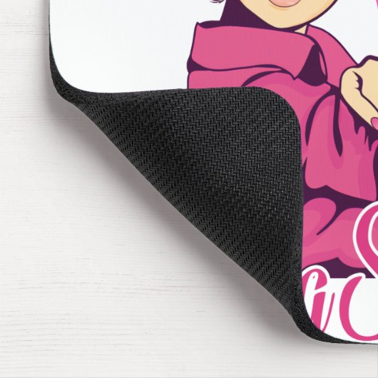 Ich bin ein Überlebender Rosie Riveter Brustkrebs Mousepad (Ecke)
