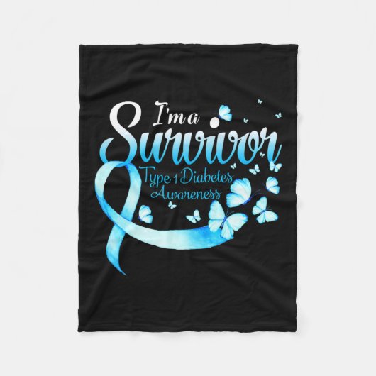 Ich bin ein Überlebender Typ 1 Diabetes Awareness  Fleecedecke (Vorderseite)