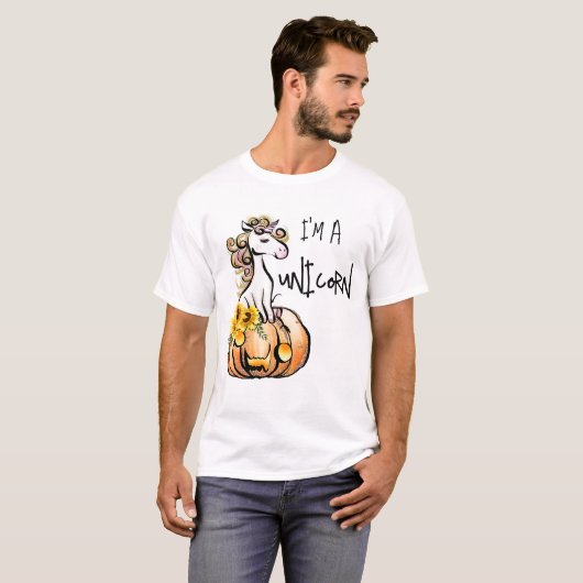 Ich bin ein unicorn-Lazy-Halloween-Kostüm T-Shirt (Vorne ganz)
