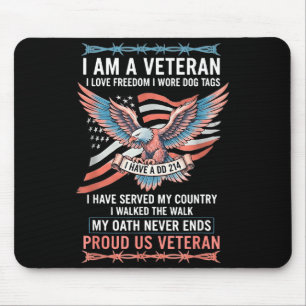 Ich bin ein Veteran liebe Freiheit trug Hundemarke Mousepad